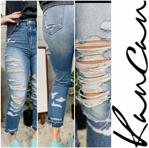 KanCan over-the-rainbow destroyed jeans